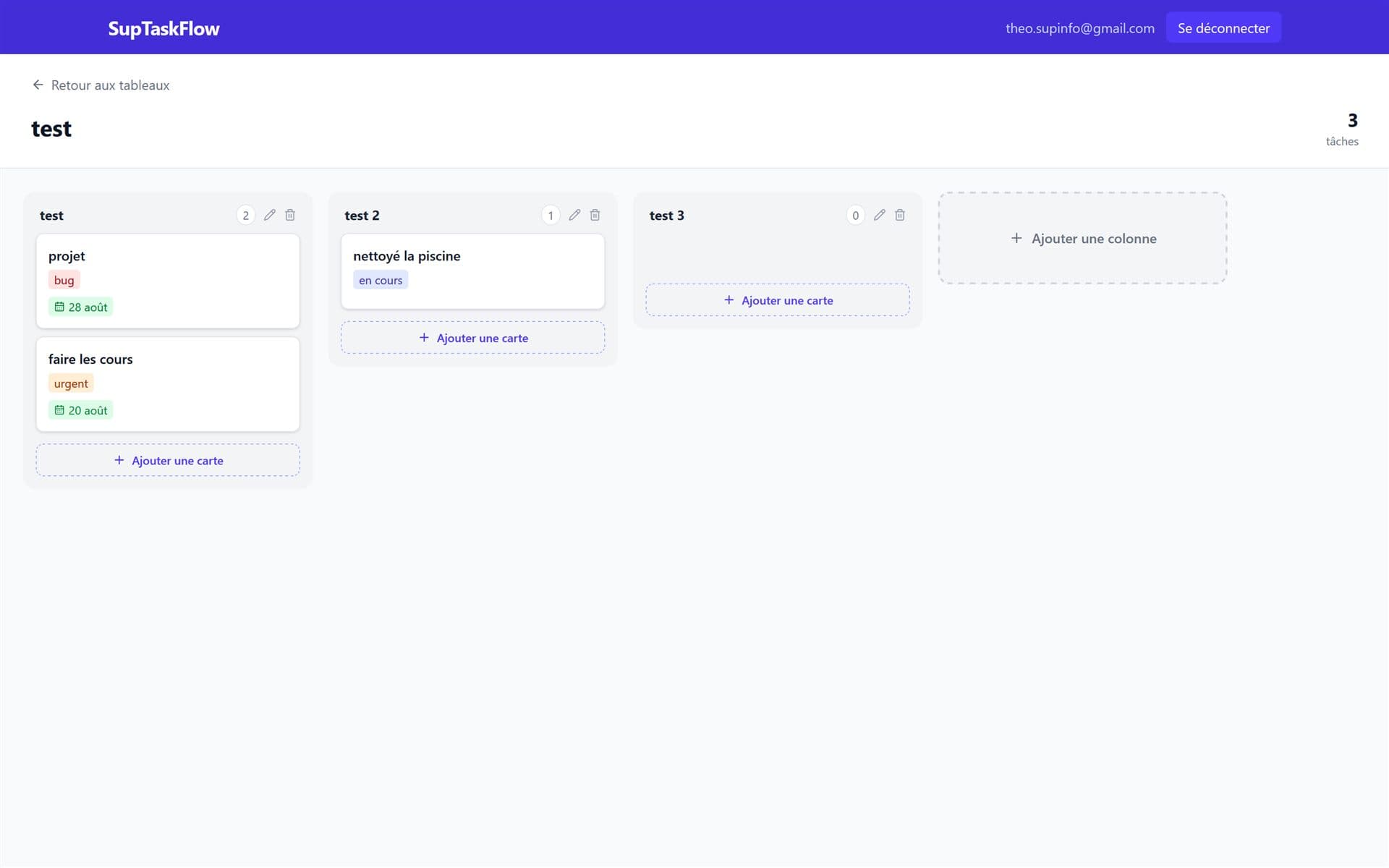 Aperçu du projet SupTaskFlow
